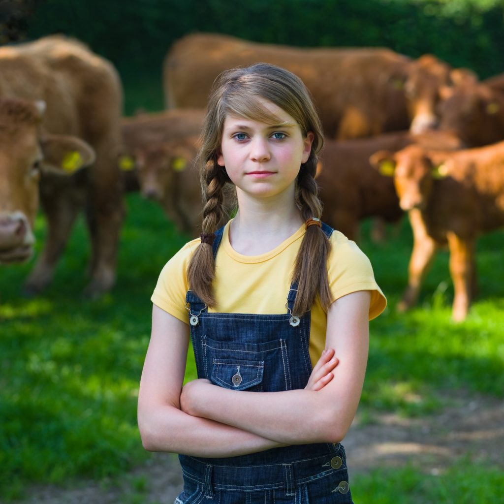 Portrait of a girl on a farm